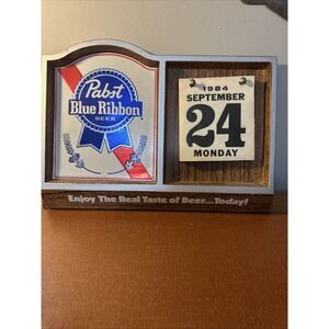 VINTAGE PABST BLUE RIBBON BEER CALENDAR SIGN 1984 Calendar Pages